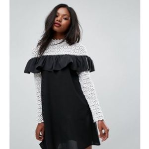 Long Sleeve Crochet High Neck Detailed Dress